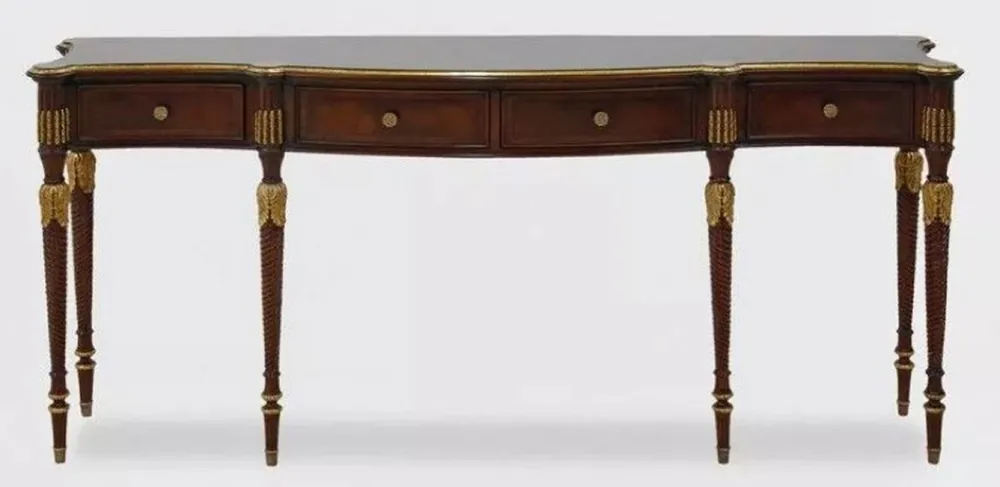 Casa Padrino consola barroco de lujo marrón oscuro / oro antiguo - Mesa consola hecha a mano de madera maciza con 4 cajones - Muebles de salón de lujo estilo barroco - Muebles barrocos Neuheit