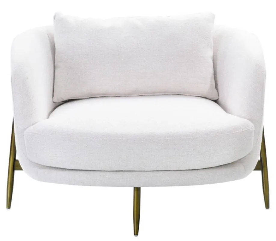 Top-Seller Casa Padrino sillón de lujo blanco / bronce antiguo 100,5 x 80 x A. 67 cm - Sillón de salón - Sillón de hotel - Muebles de salón - Muebles de hotel - Muebles de lujo - Interiores de lujo