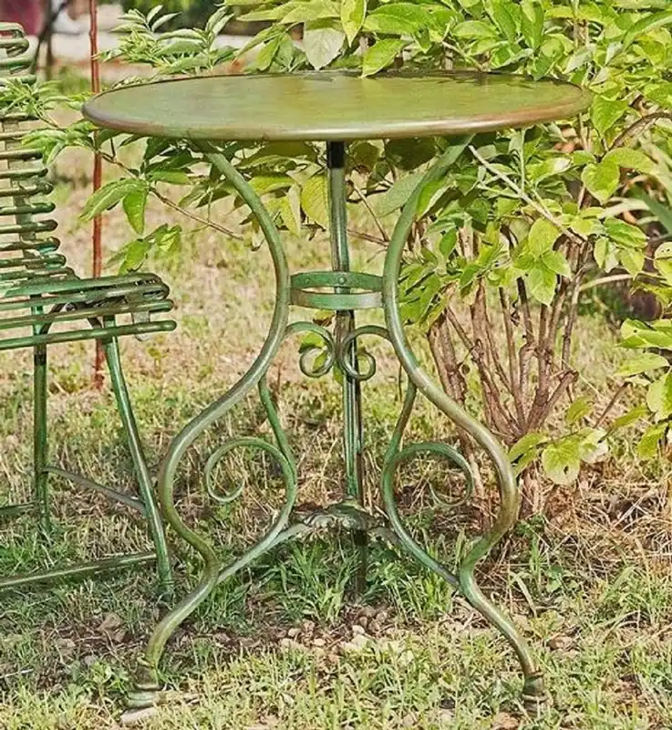 Casa Padrino mesa de jardín Art Nouveau verde antiguo Ø 80 x A. 70 cm - Mesa de hierro forjado hecha a mano - Muebles de jardín y patio de hierro forjado nostálgicos Markenware