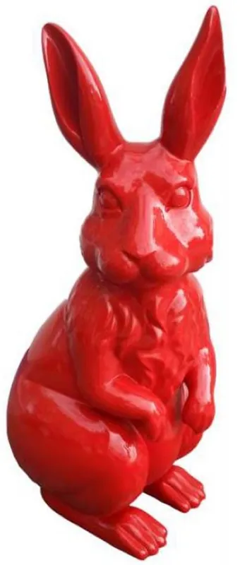 Neue Kollektion Casa Padrino escultura decorativa de lujo conejo rojo A. 220 cm - Escultura de jardín enorme - Escultura decorativa XXL - Figura animal decorativa XXL