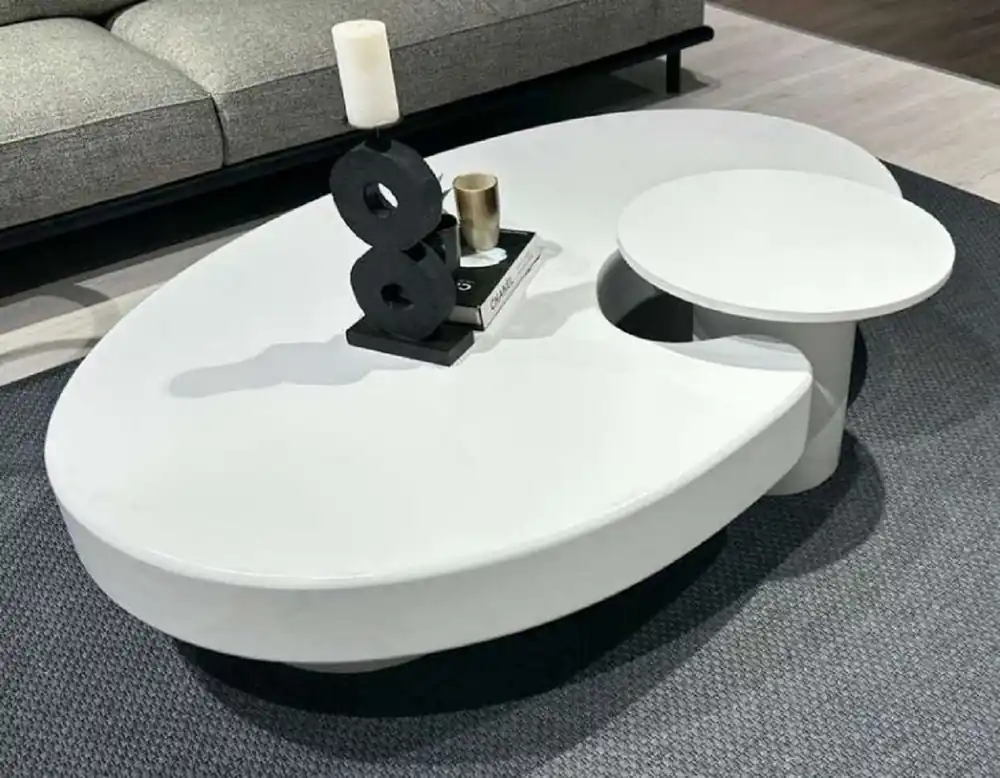 Casa Padrino mesa de centro de lujo con mesa auxiliar blanco 171 x 110 x A. 35,5 cm - Mesa de salón ovalada con mesa auxiliar - Muebles de salón - Muebles de lujo Ausverkauf