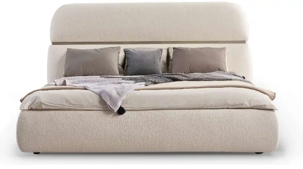 Sale Casa Padrino cama doble de lujo crema / oro 230 x 244 x A. 130 cm - Cama de madera maciza con cabecero - Muebles dormitorio - Muebles hotel - Muebles de lujo - Interior de lujo