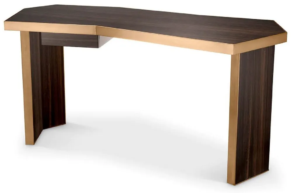 Casa Padrino escritorio de lujo marrón / latón 106 x 68 x A. 75 cm - Mesa de oficina de madera maciza con cajón - Muebles de oficina - Muebles de lujo - Calidad de lujo Saisonangebot