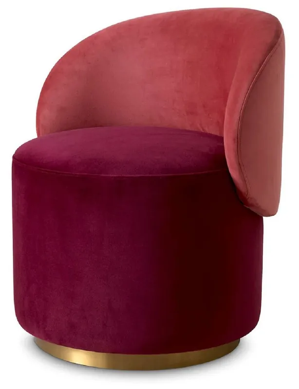 Casa Padrino silla de comedor de terciopelo de lujo rojo burdeos / rojo / latón 60 x 55 x A. 73,5 cm - Silla giratoria con elegante tela de terciopelo - Muebles de comedor - Muebles de lujo Garantierte Lieferung