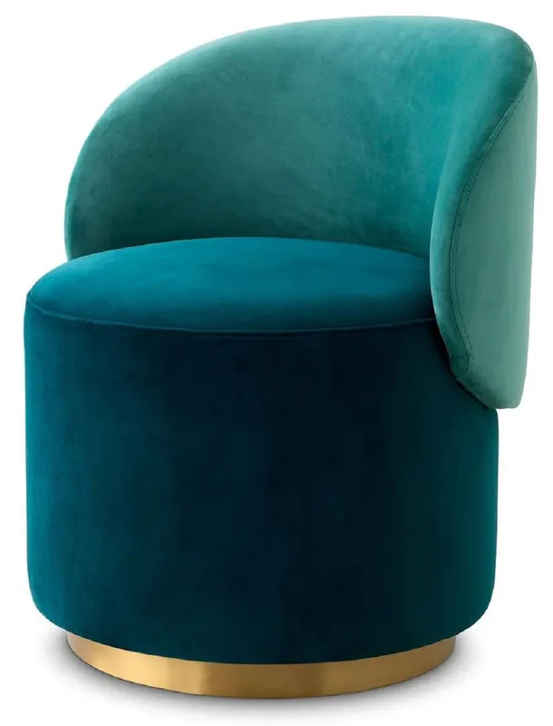 Schnäppchen Casa Padrino silla de comedor de terciopelo de lujo verde / turquesa / latón 60 x 55 x A. 73,5 cm - Silla giratoria con elegante tela de terciopelo - Muebles de comedor - Muebles de lujo