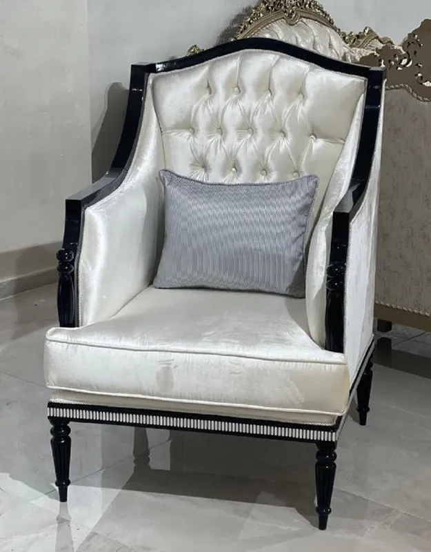 Casa Padrino sillón de salón barroco de lujo oro / negro / gris - Sillón de estilo barroco hecho a mano - Muebles de salón de lujo en estilo barroco - Muebles barrocos - Noble y Magnífico Super-Preis