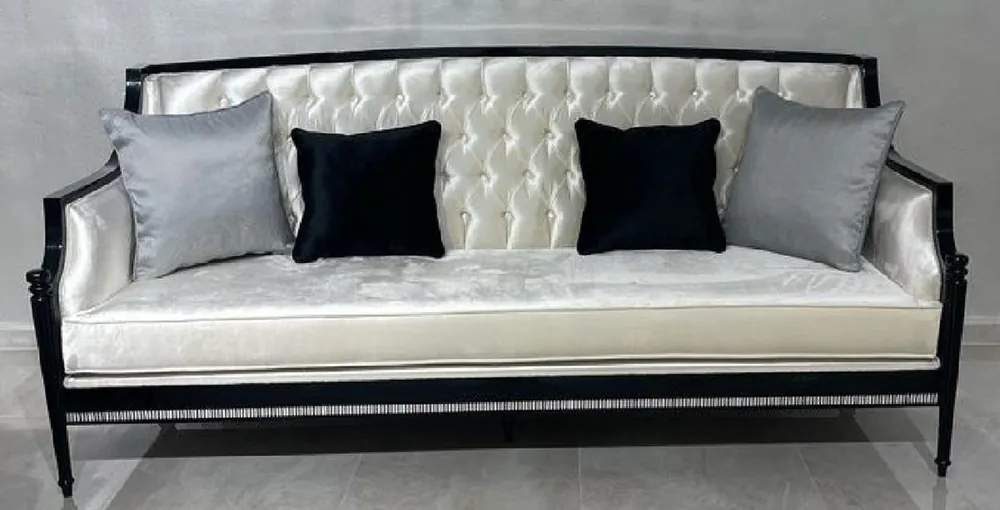 Casa Padrino sofá de salón barroco de lujo oro / negro / gris - Sofá de estilo barroco hecho a mano - Muebles de salón de lujo en estilo barroco - Muebles barrocos - Noble y Magnífico Neu