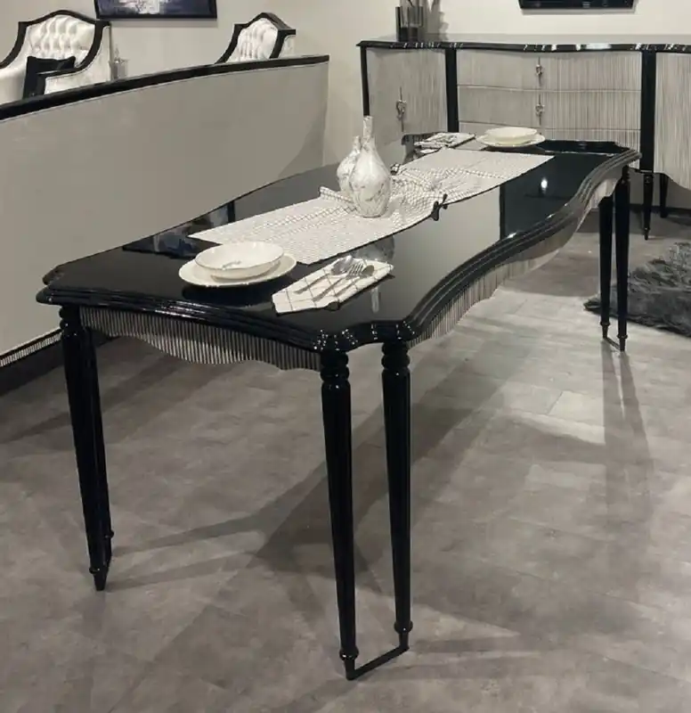 Casa Padrino mesa de comedor barroco de lujo con 8 patas de mesa negro / gris - Magnífica mesa de cocina estilo barroco - Muebles de comedor de lujo de estilo barroco - Muebles de comedor barrocos Kracherpreis