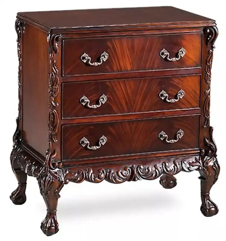 Casa Padrino mesita de noche barroco de lujo marrón oscuro / plata - Magnífica mesita de noche barroco con 3 cajones - Muebles de dormitorio de lujo en estilo barroco - Muebles barrocos Neu