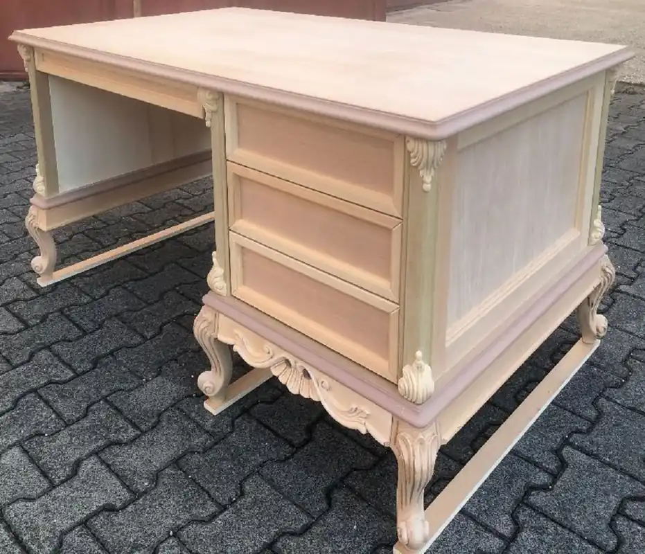 Bestseller Casa Padrino escritorio barroco de lujo con 4 cajones blanco / oro - Magnífica mesa de oficina hecha a mano - Muebles de oficina barrocos - Calidad de Lujo - Hecho en Italia
