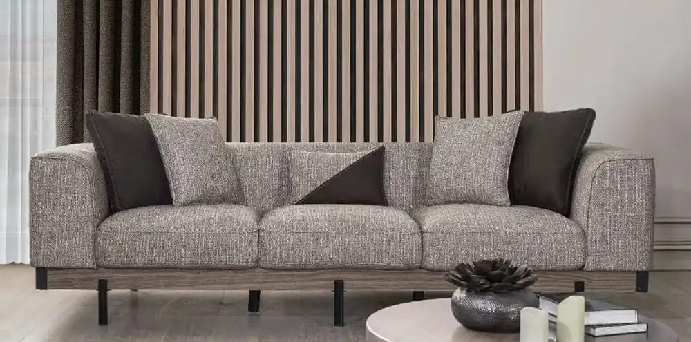 Garantierte Lieferung Casa Padrino sofá 4 plazas de lujo gris / marrón / negro 270 x 96 x A. 75 cm - Sofá de salón - Sofá de hotel - Muebles de salón - Muebles de hotel - Muebles de lujo - Interiores de lujo