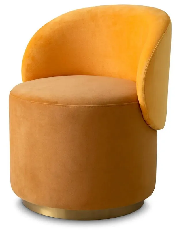 Casa Padrino silla de comedor de terciopelo de lujo amarillo oscuro / amarillo / latón 60 x 55 x A. 73,5 cm - Silla giratoria con elegante tela de terciopelo - Muebles de comedor - Muebles de lujo Schnäppchen