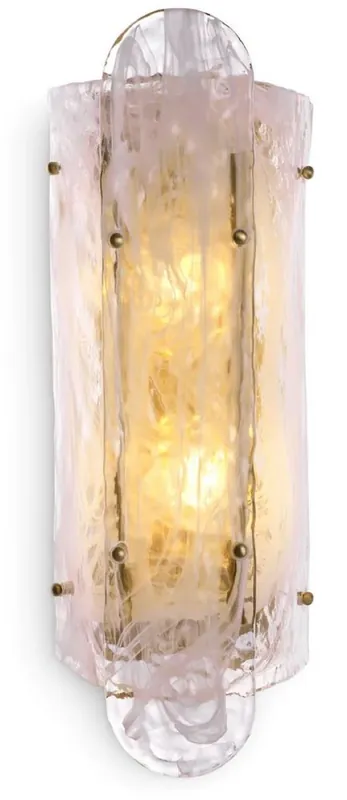 Garantierte Lieferung Casa Padrino lámpara de pared de lujo latón antiguo 18 x 15,5 x A. 40,5 cm - Lámpara de pared de salón con pantalla de vidrio hecha a mano - Iluminación de lujo - Interior de lujo