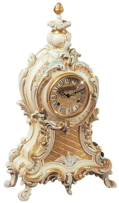 Preisreduziert Casa Padrino reloj de mesa barroco de lujo crema / blanco / oro - Magnífico reloj de estilo barroco - Reloj de sobremesa barroco tallado a mano - Calidad de lujo - Hecho en Italia