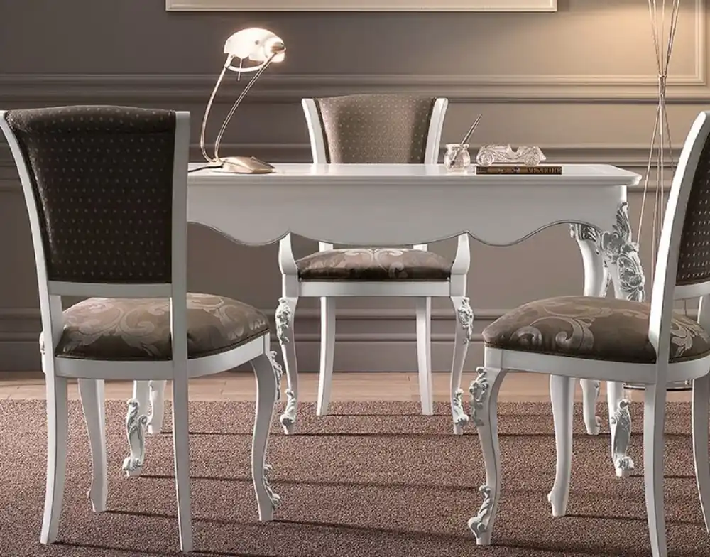 Casa Padrino secretario barroco de lujo con 3 cajones blanco / plata - Escritorio hecho a mano estilo barroco - Muebles de oficina de lujo estilo barroco - Calidad de lujo - Hecho en Italia Schneller Versand