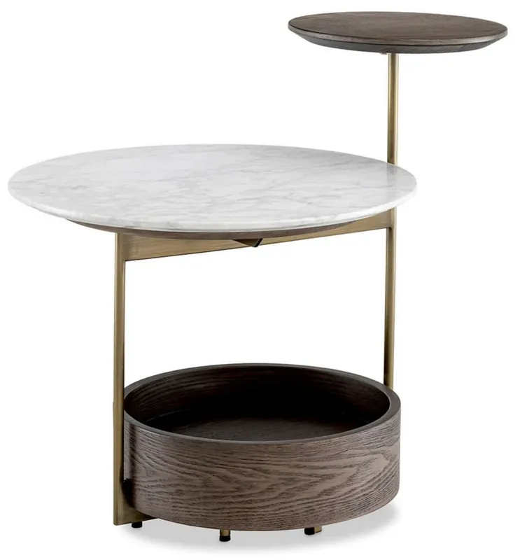 Direktkauf Casa Padrino mesa auxiliar de lujo con tapa de mármol marrón / blanco / latón 59,5 x 45 x A. 54,5 cm - Muebles de salón - Muebles de lujo - Interiores de salón - Calidad de lujo