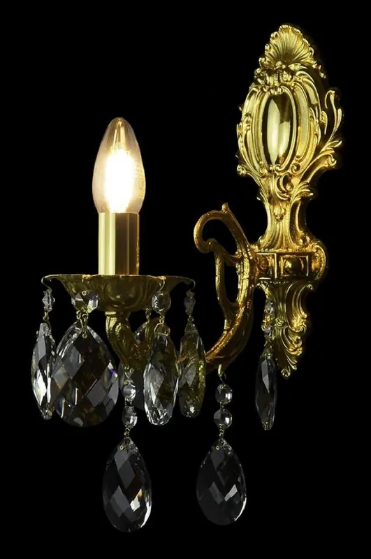 Casa Padrino lámpara de pared de cristal barroco de lujo oro 12 x 24 x A. 38 cm - Lámpara de pared de estilo barroco con colgantes de cristal - Luces barrocos - Noble y magnífica Zertifiziert