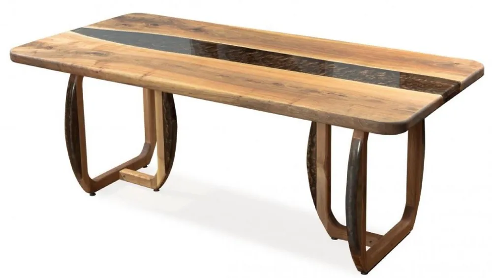 Casa Padrino mesa de comedor de lujo marrón 200 x 100 x A. 76 cm - Mesa de cocina rectangular con resina epoxi - Muebles de comedor - Muebles de resina epoxi - Muebles de lujo Billig