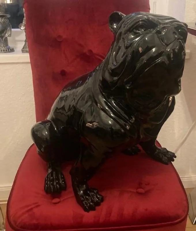 Casa Padrino figura decorativa de lujo perro bulldog negro A. 50 cm - Escultura decorativa resistente a la intemperie - Decoración de salón - Decoración de jardín Meistverkauft