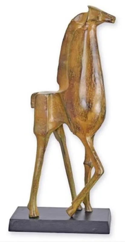Ausverkauf Casa Padrino escultura decorativa de aluminio de lujo jirafa marrón / gris 26,2 x 11,5 x A. 53,5 cm - Figura decorativa abstracta de aluminio - Decoración de escritorio