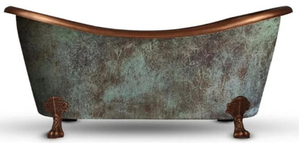 Casa Padrino bañera de cobre Art Nouveau de lujo verde menta antiguo / cobre 170 x 72 x A. 71 cm - Bañera retro independiente - Muebles de baño de cobre rústicos Neuheit