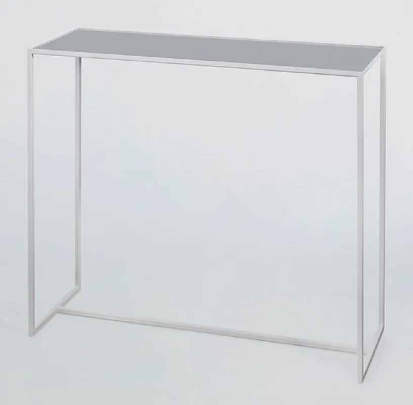 Finale Aktion Casa Padrino consola de lujo blanco / gris / negro 100 x 35 x A. 85 cm - Mesa consola rectangular de metal con tablero de cristal espejo - Muebles de salón - Muebles de lujo