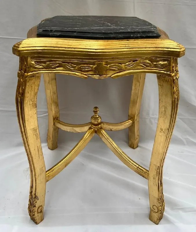 Casa Padrino mesa auxiliar barroco oro antiguo / negro - Mesa de madera maciza de estilo antiguo hecha a mano con tapa de mármol - Muebles de estilo antiguo - Muebles barrocos Garantierte Lieferung