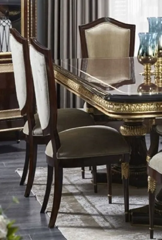 Casa Padrino silla de comedor barroco de lujo oro / marrón oscuro / oro - Muebles de comedor de lujo en estilo barroco - Magníficos muebles barrocos - Interior barroco Preisreduziert