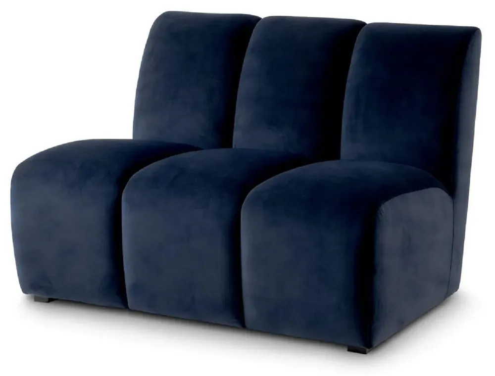 Casa Padrino elemento de sofá de terciopelo de lujo azul medianoche / negro 108,5 x 94,5 x A. 83 cm - Sofá de salón extensible - Muebles de salón - Muebles de lujo Markenprodukt