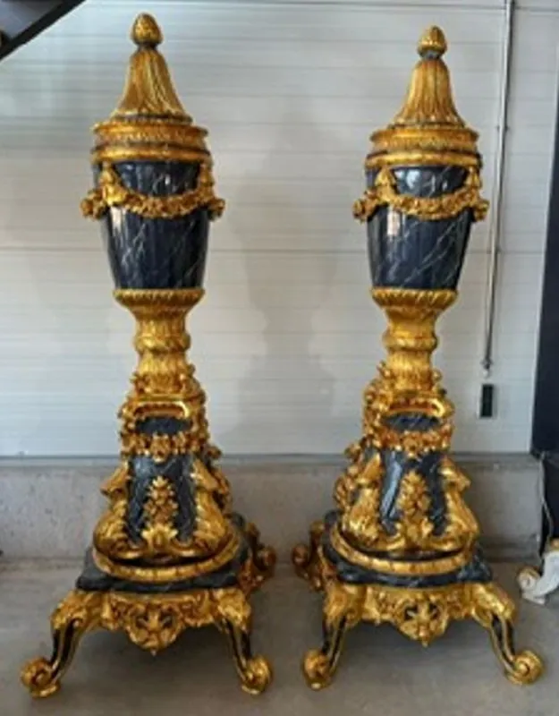 Casa Padrino conjunto de jarrones decorativos barrocos oro / negro - Magníficos jarrones de madera maciza - Muebles barrocos - Accesorios decorativos barrocos - Noble y magnífico Billig