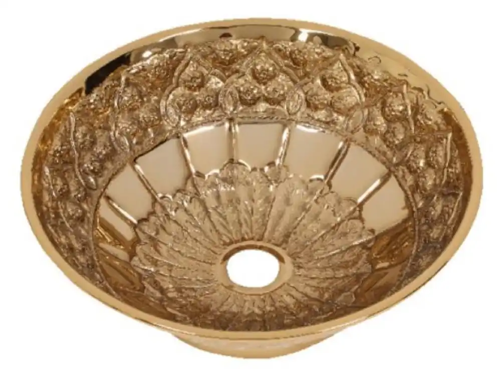 Saisonangebot Casa Padrino lavabo Art Nouveau de lujo oro rosa Ø 41,5 x A. 15,5 cm - Lavabo redondo retro de latón - Accesorios de baño - Accesorios de baño Art Nouveau de lujo