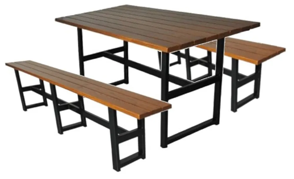 Casa Padrino Conjunto de Muebles de Cerveza de Estilo Industrial Marrón Oscuro / Negro - 1 Mesa de Cerveza de Estilo Industrial y 2 Bancos de Cerveza de Estilo Industrial - Muebles de Restaurante Neu Im Sortiment