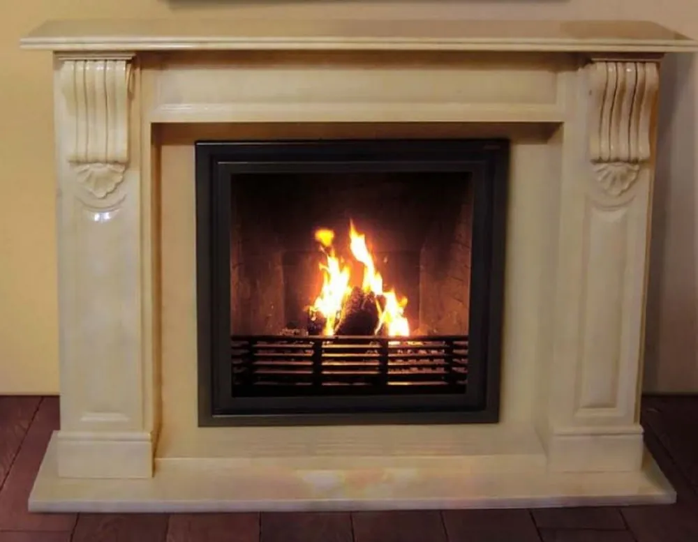 Highlight Casa Padrino chimenea eléctrica barroco de lujo crema 140 x 30 x A. 110 cm - Chimenea decorativa de salón con mando a distancia - Muebles de salón estilo barroco - Chimeneas eléctricas barrocos