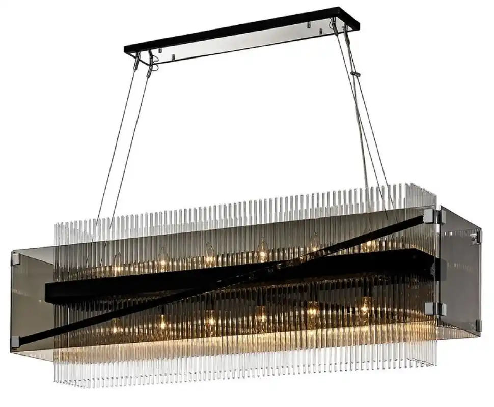 Casa Padrino araña de luces de lujo plata / negro / bronce oscuro 126,4 x 31,8 x A. 44,5 cm - Lámpara de salón - Calidad de Lujo Nur Für Kurze Zeit