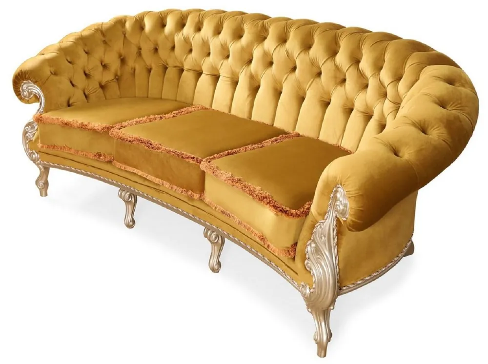 Sonderangebot Casa Padrino sofá de salón barroco de lujo oro / marrón / plata - Sofá de estilo barroco hecho a mano - Magníficos muebles de salón de lujo en estilo barroco - Muebles barrocos
