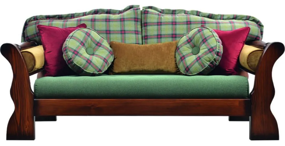 Casa Padrino sofá de lujo de estilo vintage verde / rojo / marrón oscuro 185 x 98 x A. 85 cm - Sofá de salón de madera maciza con patrón - Muebles de salón de lujo - Muebles de estilo vintage Sale