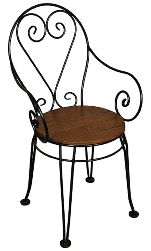Casa Padrino silla de jardín Art Nouveau negro / marrón oscuro 40 x 40 x A. 92 cm - Silla de jardín nostálgica con reposabrazos - Muebles de jardín nostálgicos de hierro forjado Art Nouveau Schneller Versand