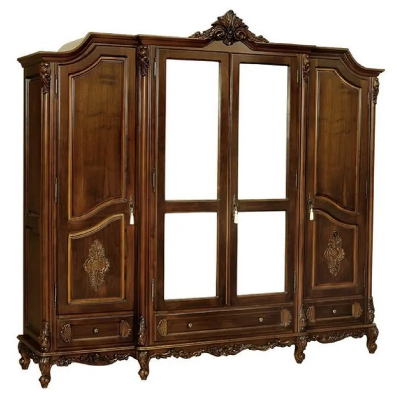 Neue Ware Casa Padrino gabinete de dormitorio barroco de lujo marrón oscuro - Magnífico mueble de madera maciza con 4 puertas y 3 cajones - Armario barroco - Muebles de dormitorio barrocos