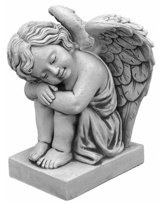 Abverkauf Casa Padrino Escultura de Decoración de Jardín Art Nouveau Ángel Gris H. 57 cm - Figura de Piedra para Decoración de Jardín Elegante - Accesorios de Decoración de Jardín