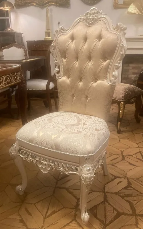 Casa Padrino silla de comedor barroco de lujo oro / blanco / crema - Magnífica silla de cocina de estilo barroco - Muebles de comedor de lujo estilo barroco - Muebles barrocos - Noble y Magnífico Saisonangebot