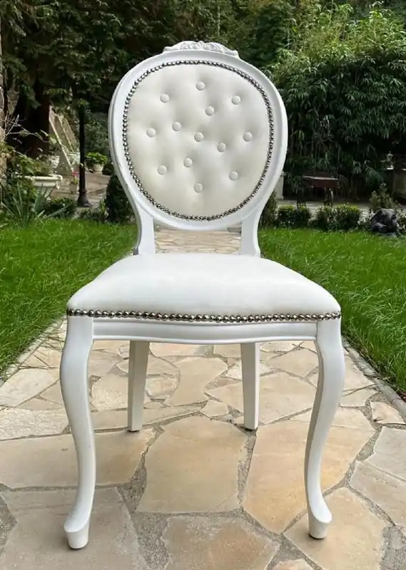 Casa Padrino silla de comedor barroco de lujo crema / blanco - Silla de estilo barroco hecha a mano con cuero artificial fino - Muebles de comedor estilo barroco - Muebles barrocos Solange Der Vorrat Reicht