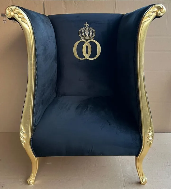Garantierte Lieferung Extravagante sillón de diseño pompöös by Casa Padrino de lujo de Harald Glööckler negro / oro - Sillón barroco - Noble y magnífico