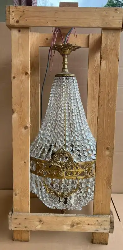 Angebot Casa Padrino araña de luces de cristal barroco latón Ø 45 x A. 95 cm - Lámpara de araña redonda de estilo barroco - Araña de salón barroco - Noble y Magnífica