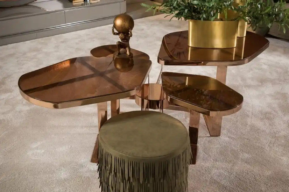 Casa Padrino mesa de centro de lujo cobre 175 x 120 x A. 55 cm - Mesa de salón con tapa de vidrio - Muebles de salón - Muebles de hotel - Muebles de lujo - Colección de lujo Direkt Vom Hersteller