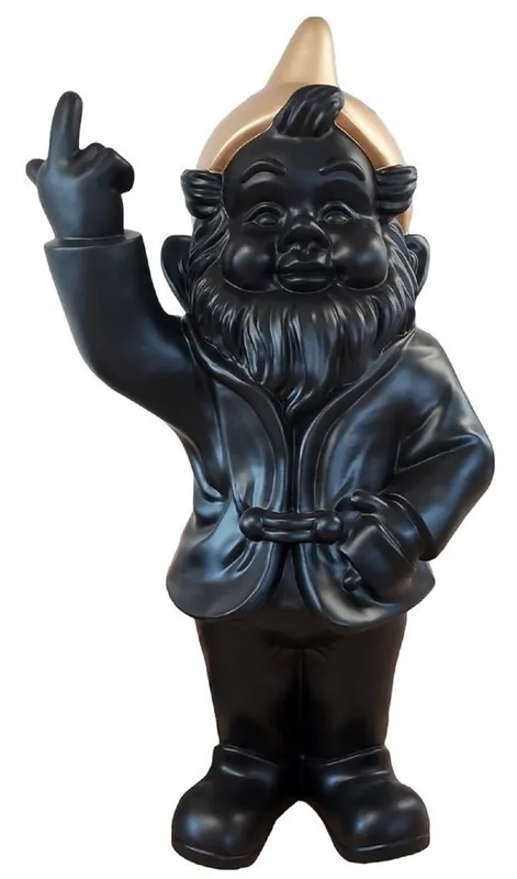 Casa Padrino escultura decorativa XXL de lujo enano de jardín negro / oro A. 170 cm - Escultura de jardín grande - Figura decorativa de jardín XXL de lujo Top-Angebot