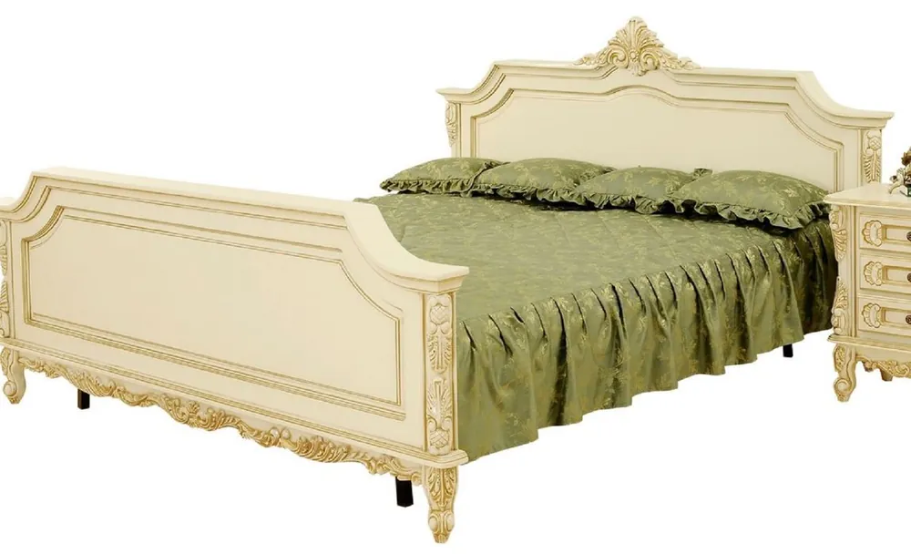 Super-Preis Casa Padrino cama de matrimonio barroco de lujo crema / beige - Magnífica cama de madera maciza - Muebles de dormitorio de lujo en estilo barroco - Muebles de dormitorio barrocos
