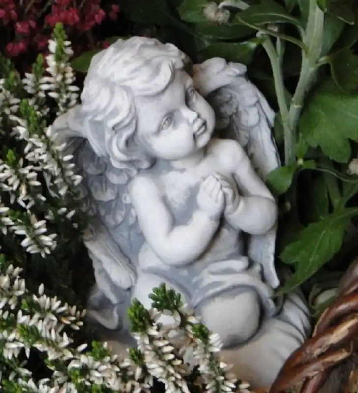 Neue Ware Casa Padrino escultura decorativa Art Nouveau ángel gris A. 12 cm - Elegante figura decorativa de piedra - Decoración de salón - Decoración de jardín
