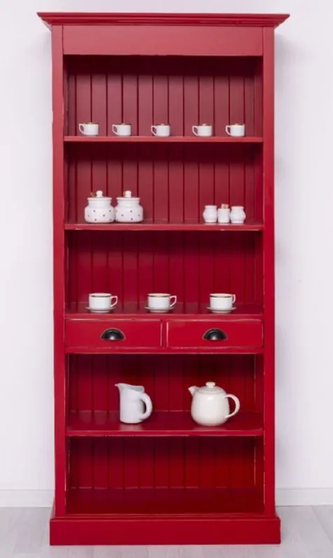 Billig Casa Padrino armario de estilo campestre shabby chic rojo antiguo 91 x 39 x A. 197 cm - Armario de comedor de estilo campestre - Muebles de madera maciza - Muebles de estilo campestre shabby chic