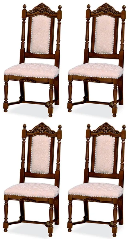 Casa Padrino conjunto de 4 sillas de comedor barrocos de lujo rosa / blanco / marrón oscuro - Sillas de cocina barroco - Magníficos muebles de comedor de lujo estilo barroco Highlight