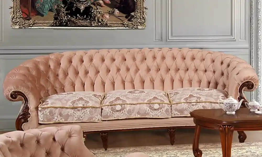 Casa Padrino sofá de salón barroco de lujo rosa / blanco / marrón oscuro - Sofá de estilo barroco hecho a mano - Magníficos muebles de salón de lujo en estilo barroco - Muebles barrocos Solange Der Vorrat Reicht